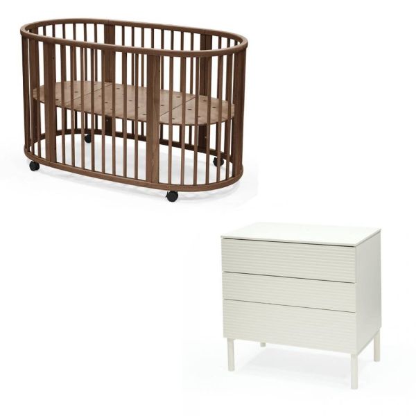Chambre duo Lit Sleepi Warm brown + commode Sleepi White