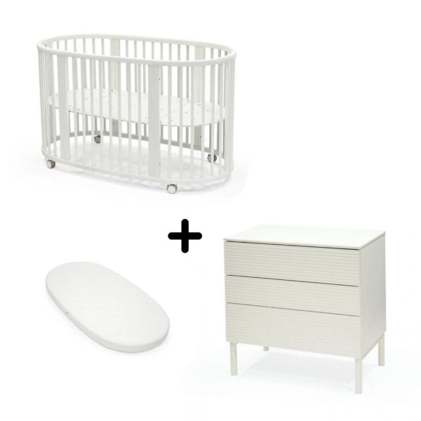 Pack duo Lit Sleepi + commode Sleepi + matelas - White