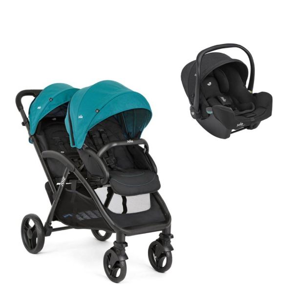 Poussette duo Evalite double Capri + siège auto i-Snug 2 Raven