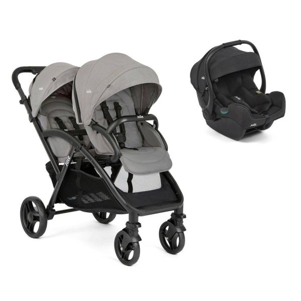 Poussette duo Evalite double Pebble + siège auto i-Gemm 3 Raven