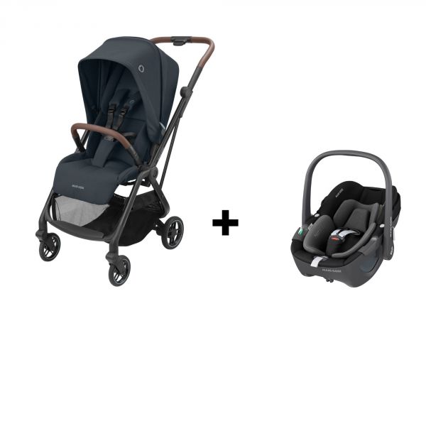 Pack Duo poussette Leona + siège auto Pebble 360 Essential Black