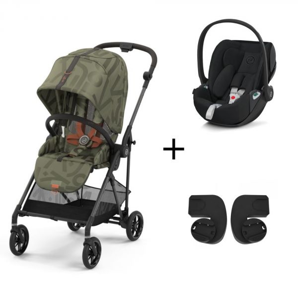 Pack duo poussette Melio  Street 3 - châssis taupe + Cloud Z2+ adaptateurs - Olive Green