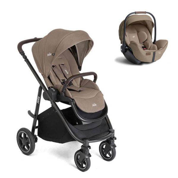 Poussette duo Versatrax Cashew + siège auto i-Level Pro Sandstone