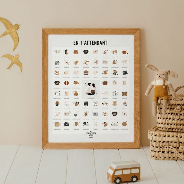 Affiches à tamponner pack duo En t'attendant Peaux foncées + Mes premières fois Maman/Papa
