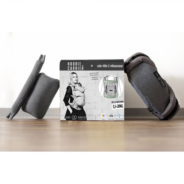 Pack évolution porte bébé Hoodiecarrier Gris Flanelle