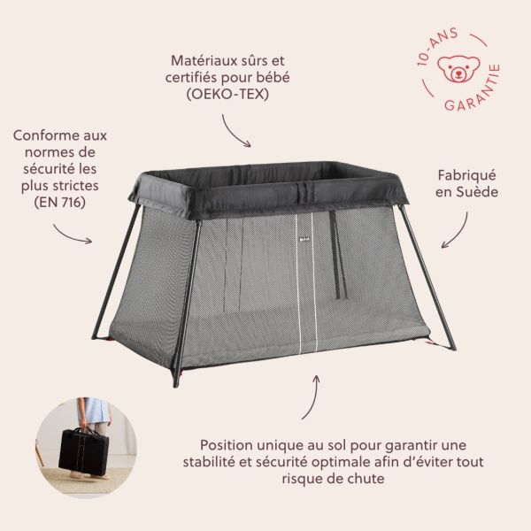 Pack lit parapluie Light noir + drap housse blanc