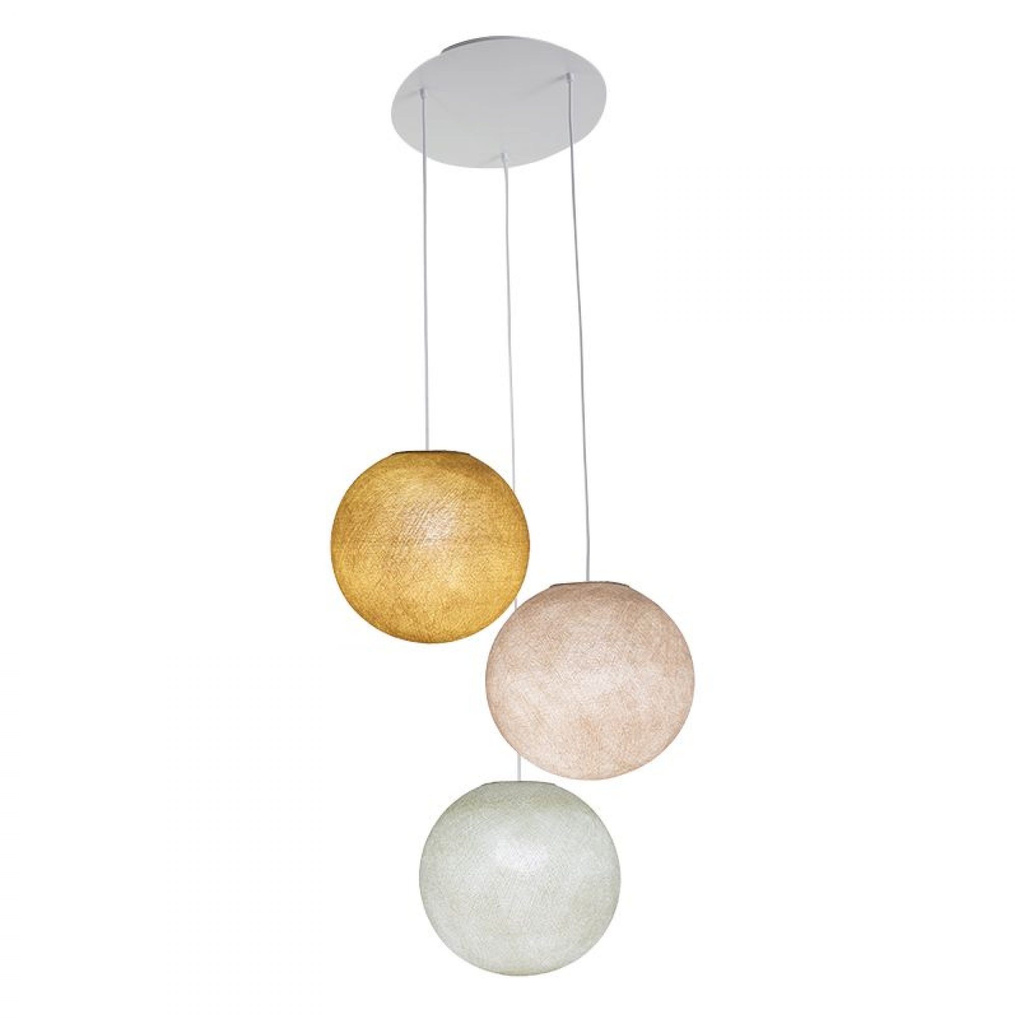 La Case De Cousin Paul Suspension Luminaire Plafonnier 3 Globes Beige Made In Bebe