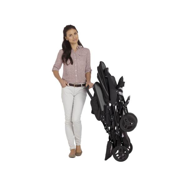 Poussette duo Stadium double Black grey + 2 sièges auto SnugLite Midnight