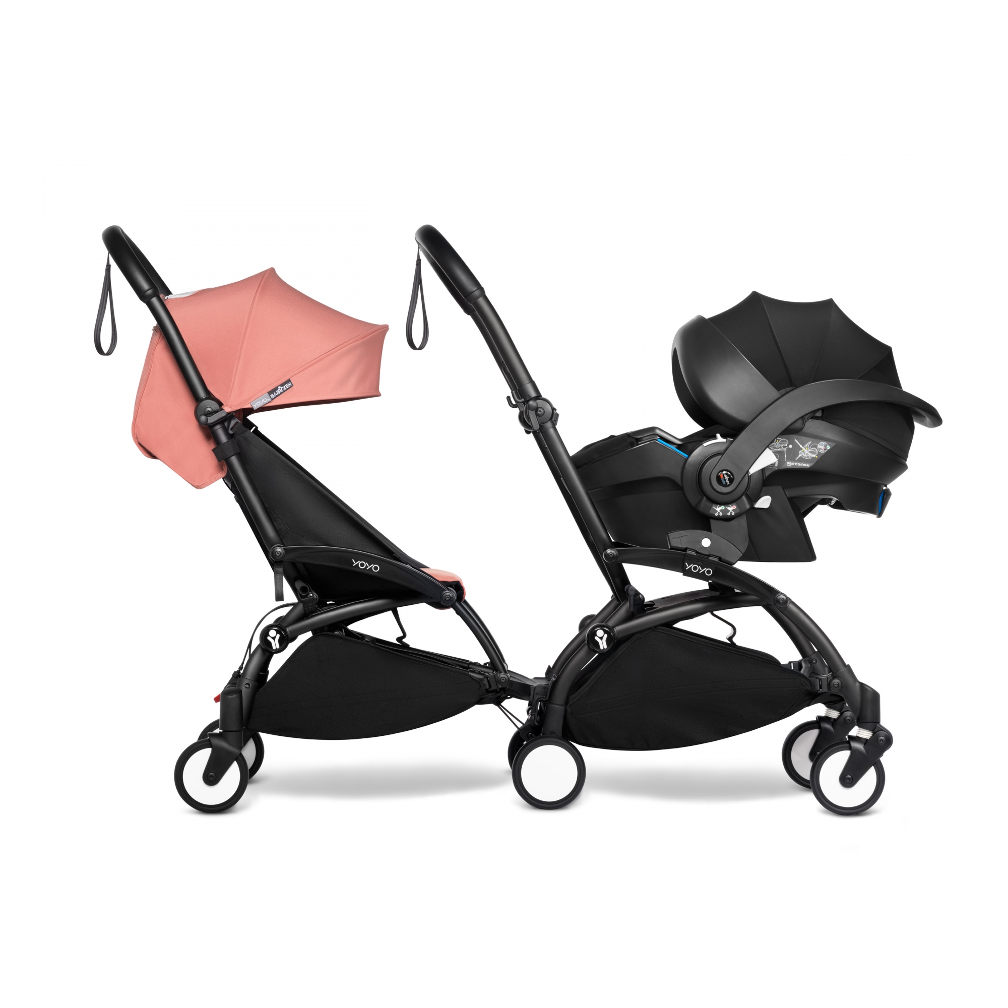 Pack poussette double Duo YOYO² Connect pack 6+ et Yoyo car seat by Besafe  - Cadre Noir - Ginger - Made in Bébé
