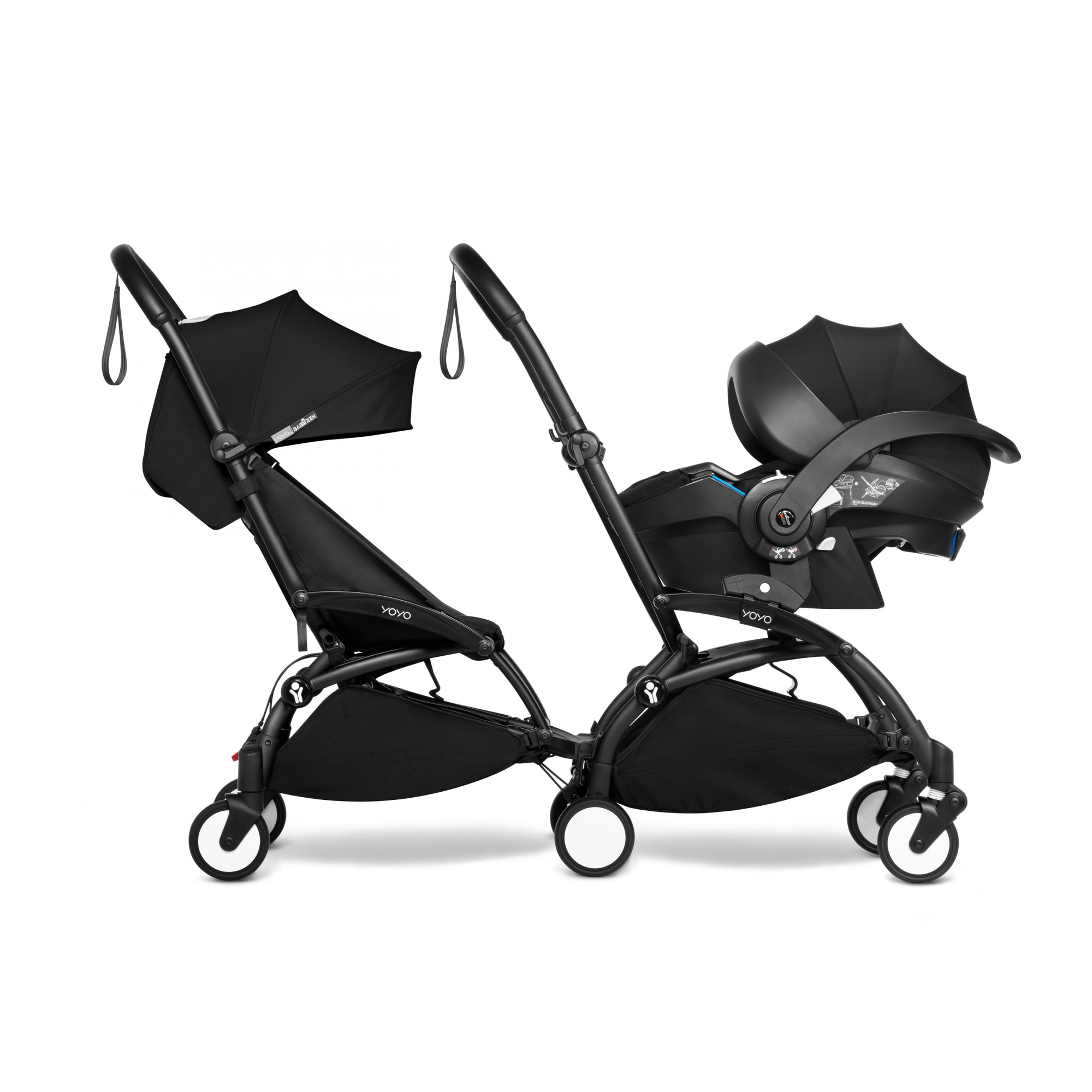 Pack poussette double Duo YOYO² Connect pack 6+ et Yoyo car seat by Besafe  - Cadre Noir - Noir