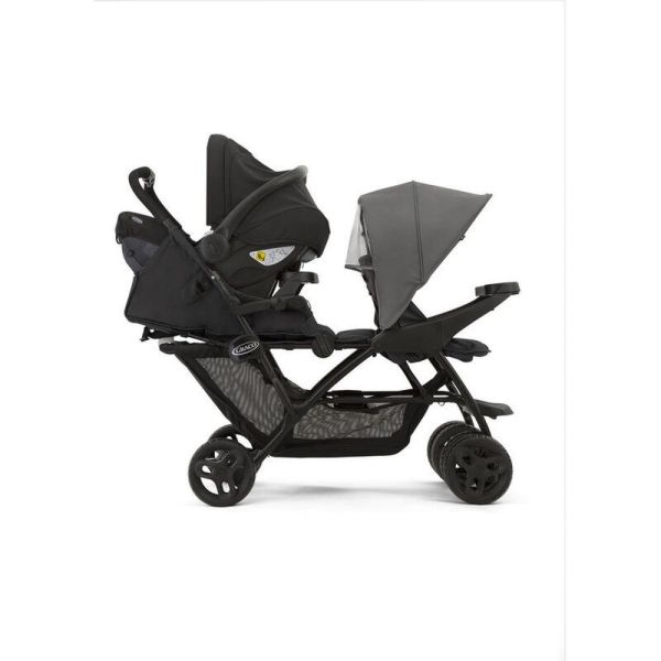 Poussette duo Stadium double Titanium + 2 sièges auto SnugLite Midnight