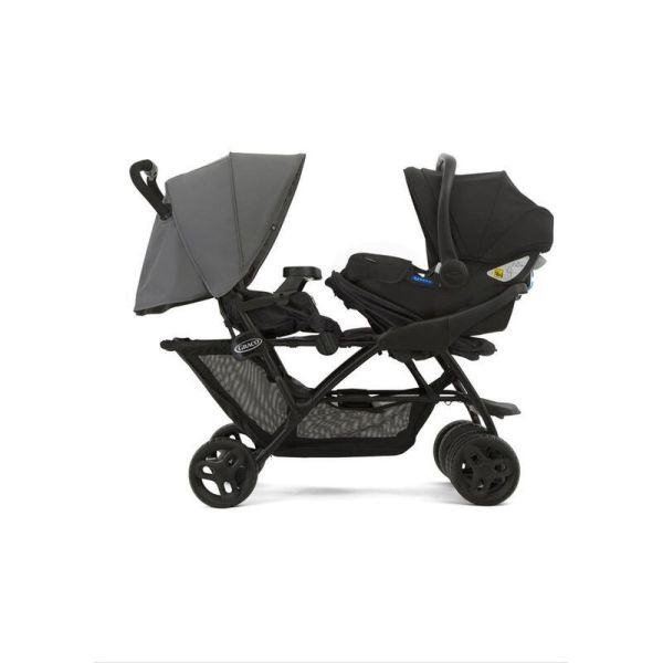 Poussette duo Stadium double Titanium + 2 sièges auto SnugLite Midnight