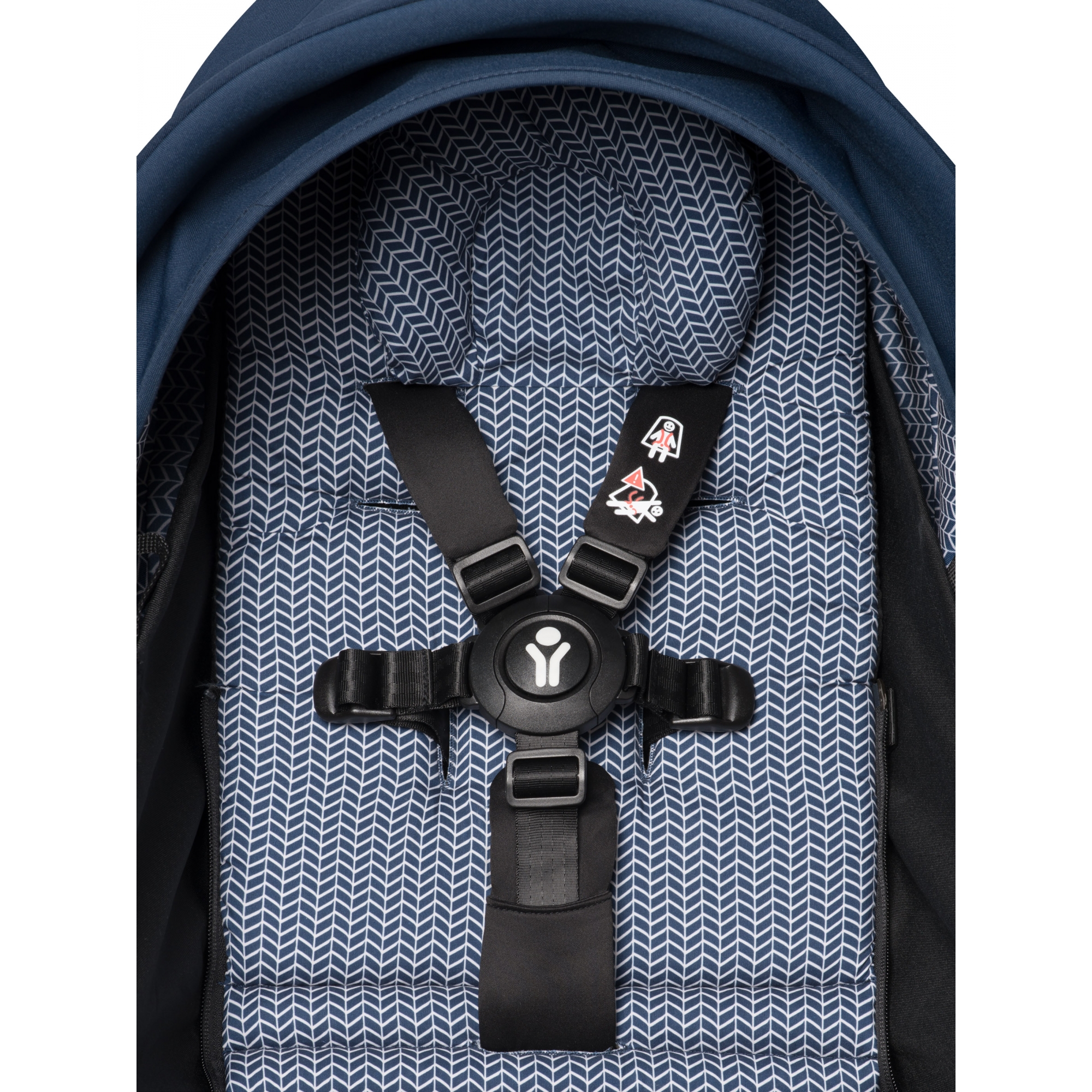 Pack poussette double Trio YOYO² Connect pack 6+ + Yoyo car seat by Besafe  + Nacelle - Cadre Blanc - Bleu Marine - Made in Bébé