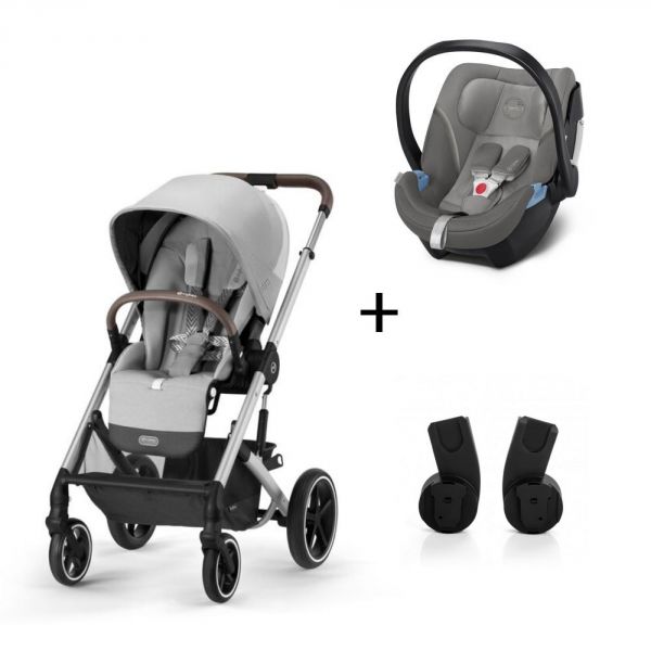 Pack Duo poussette Balios S Lux + Aton 5 + adaptateurs - Lava Grey