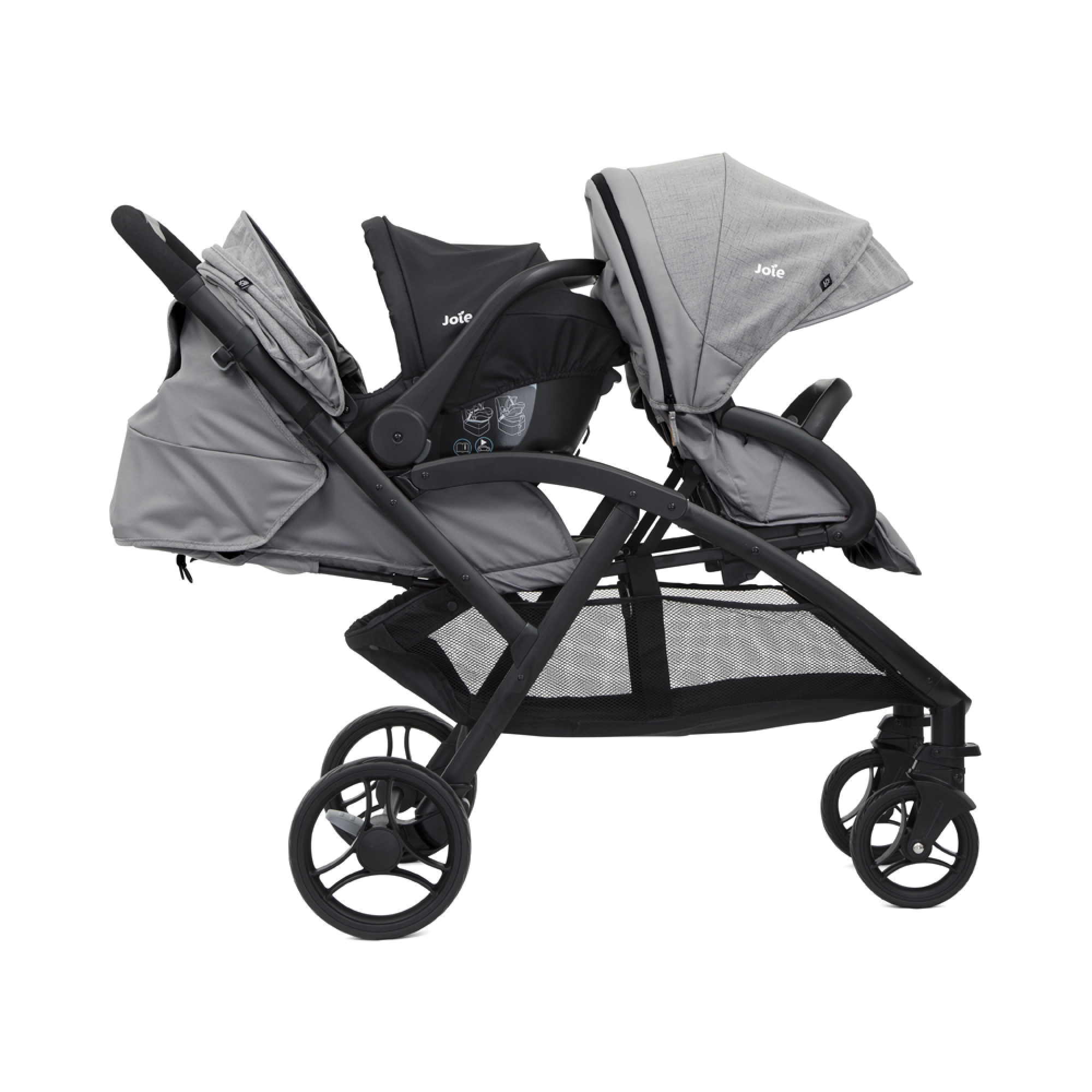 Joie Pack duo poussette double Evalite duo Gray Flannel + siège auto i