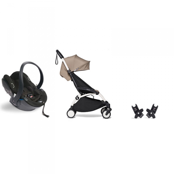 Poussette duo YOYO 2 pack 6+ et Yoyo car seat by Besafe - Cadre Blanc - Taupe