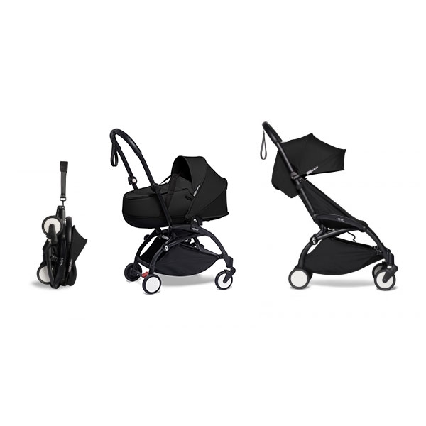 Poussette duo YOYO 2 pack 6+ et Nacelle - Cadre Noir - Noir