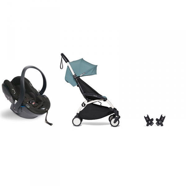 Poussette duo YOYO² pack 6+ et Yoyo car seat by Besafe - Cadre Blanc - Aqua