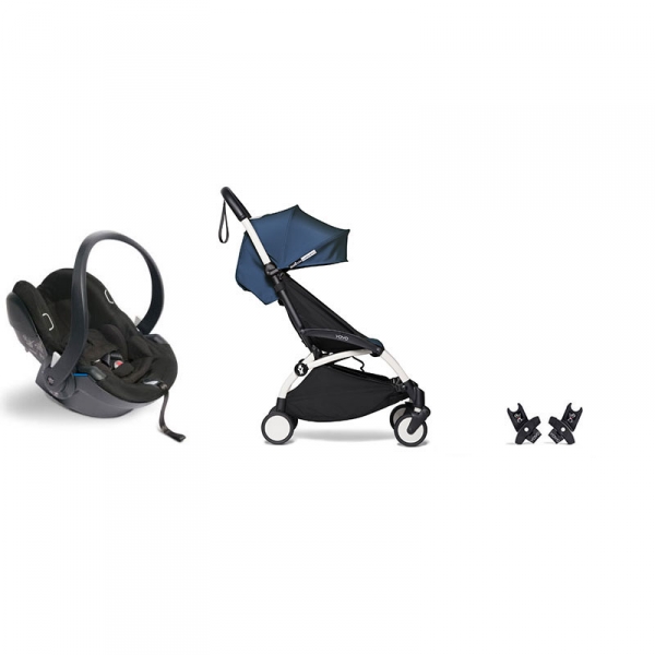 Poussette duo YOYO 2 pack 6+ et Yoyo car seat by Besafe - Cadre Blanc - Bleu Air France