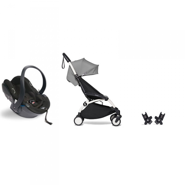 Pack poussette Duo YOYO²  pack 6+ et siège auto YOYO car seat by Besafe - Châssis Blanc - Gris