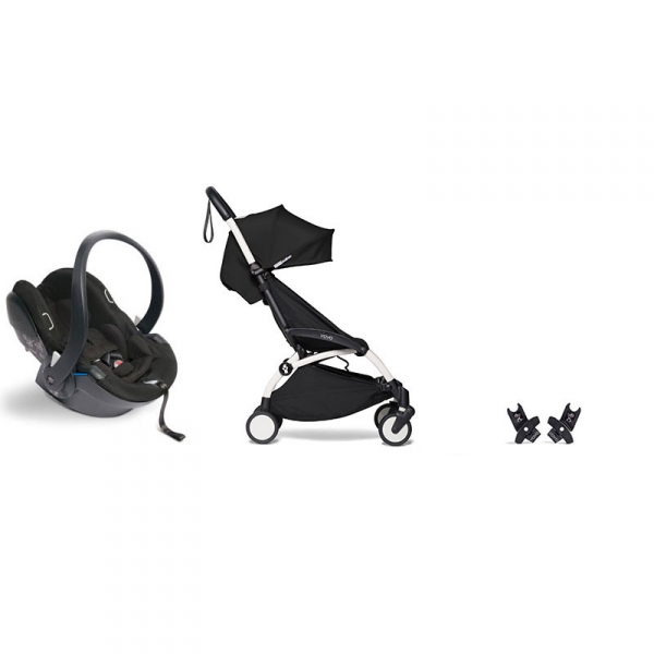 Poussette duo YOYO 2 pack 6+ et Yoyo car seat by Besafe - Cadre Blanc - Noir