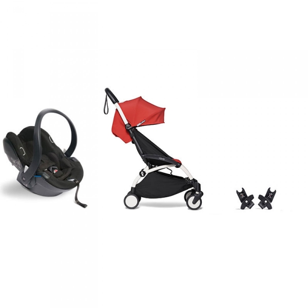 Pack poussette Duo YOYO² pack 6+ et Yoyo car seat by Besafe - Cadre Blanc - Rouge