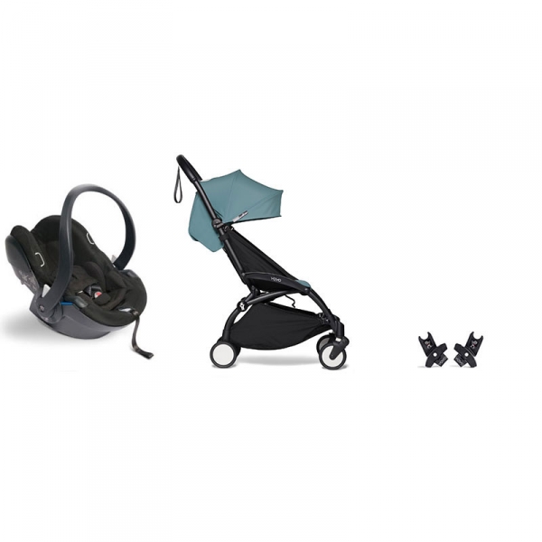 Poussette duo YOYO 2 pack 6+ et YOYO car seat by Besafe - Cadre Noir - Aqua