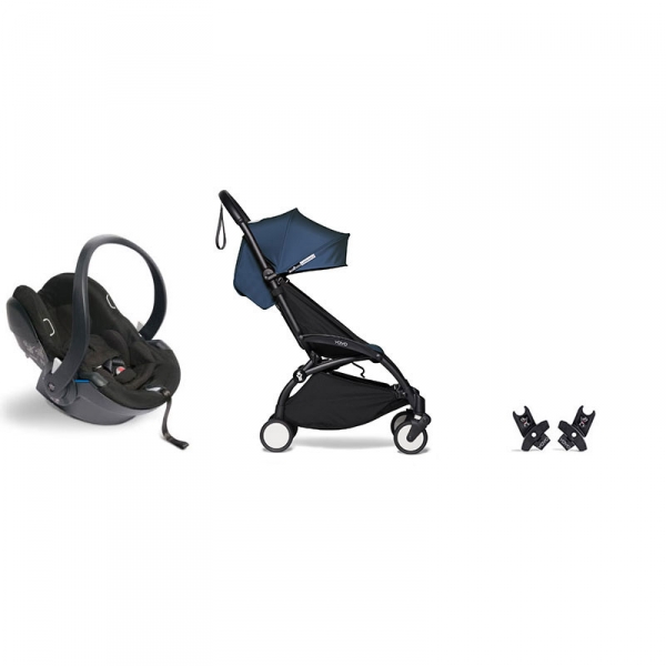 Poussette duo YOYO² pack 6+ et YOYO car seat by Besafe - Cadre Noir - Bleu Air France