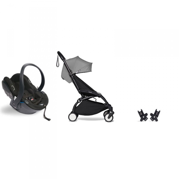 Pack poussette Duo YOYO²  pack 6+ et siège auto YOYO car seat by Besafe - Châssis Noir - Gris