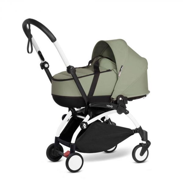 Poussette duo YOYO 2 pack 6+ et Nacelle - Cadre Blanc - Olive