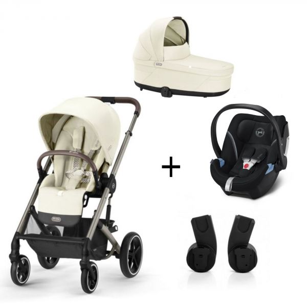 Pack Trio poussette Balios S Lux + nacelle Cot S + Aton 5 + adaptateurs - Seashell Beige