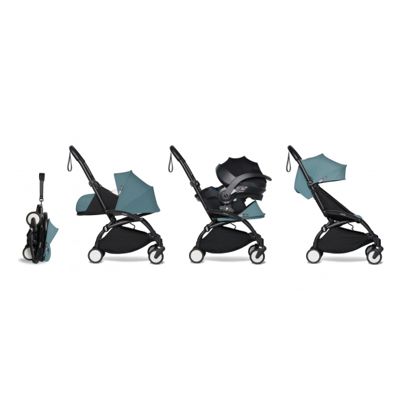 Poussette Trio YOYO² pack 0+ & 6+ + siège auto YOYO car seat by Besafe - Châssis Noir - Aqua