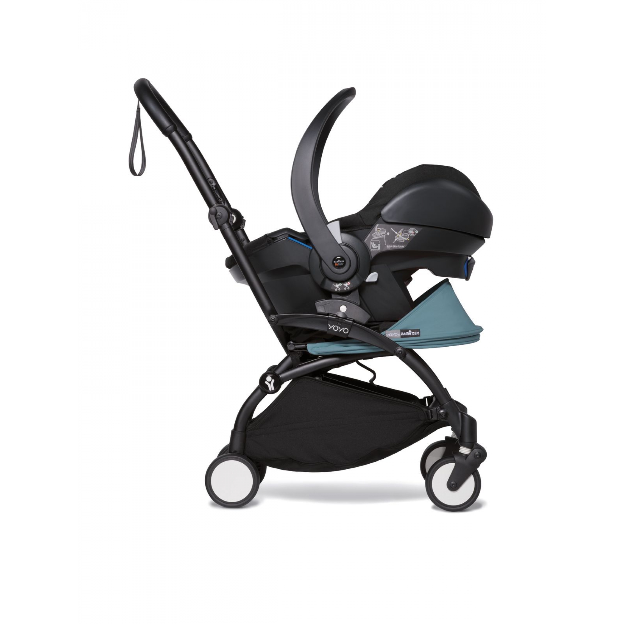 Poussette YOYO² Pack 0+ et 6+ - Cadre Noir - Aqua - Made in Bébé