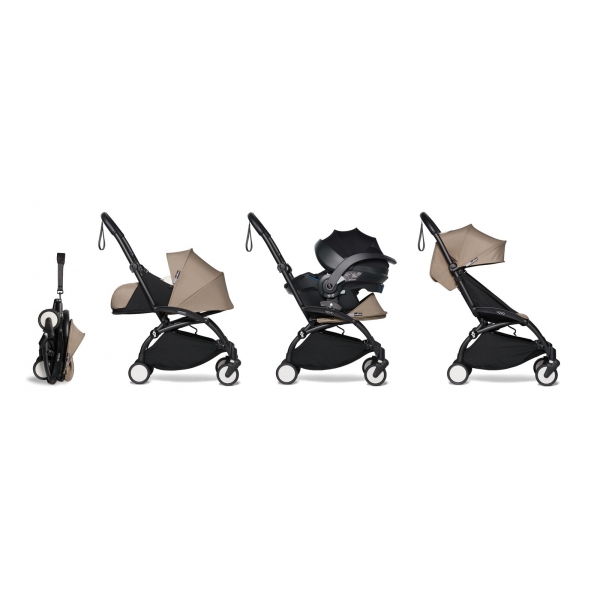 Poussette Trio YOYO² pack 0+ & 6+ + siège auto YOYO car seat by Besafe - Châssis Noir - Taupe