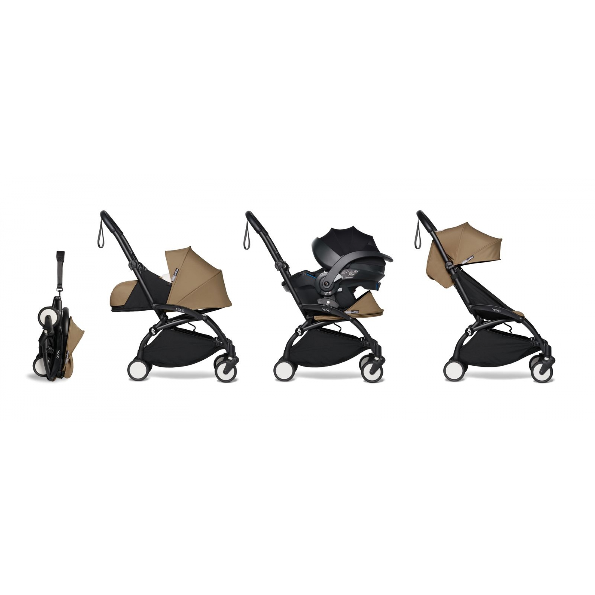 Poussette Trio YOYO² pack 0+ & 6+ + siège auto YOYO car seat by Besafe -  Châssis Noir - Toffee - Made in Bébé