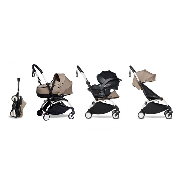 Poussette Trio YOYO² pack 6+ + Yoyo car seat by Besafe + Nacelle - Cadre Blanc - Taupe