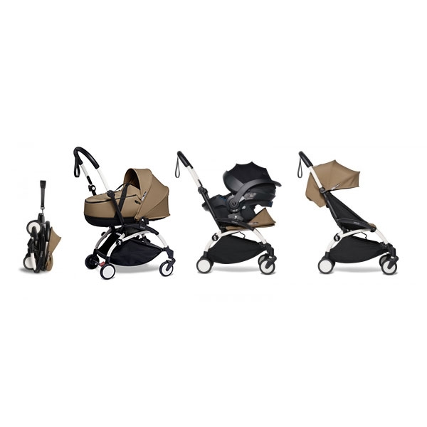 Poussette Trio YOYO² pack 6+ + Yoyo car seat by Besafe + Nacelle - Cadre Blanc - Toffee