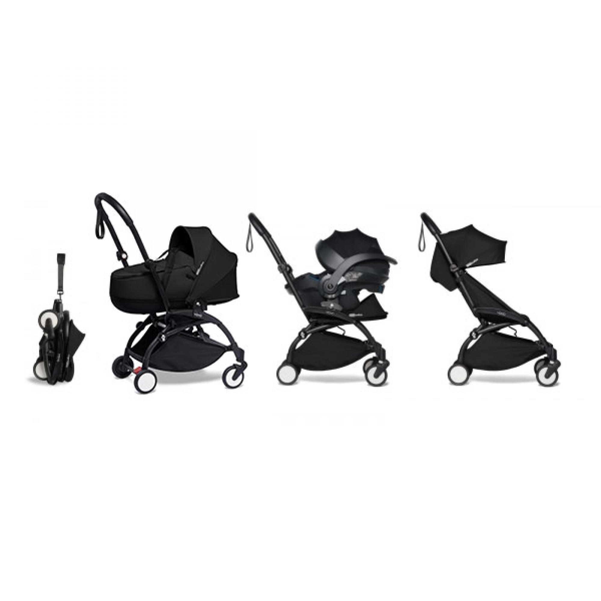 Poussette Trio YOYO² pack 6+ + Yoyo car seat by Besafe + Nacelle - Cadre  Noir - Noir - Made in Bébé