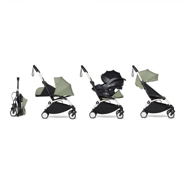 Poussette Trio YOYO² pack 0+ & 6+ + Siège auto YOYO car seat by Besafe - Châssis Blanc - Olive