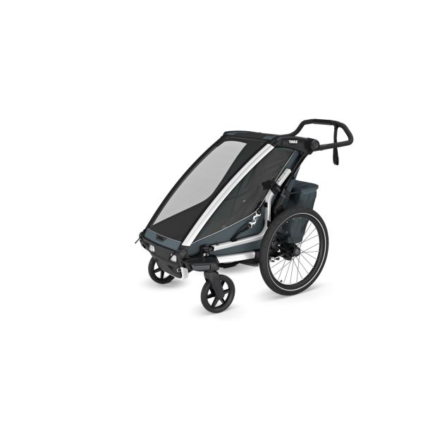 Pack remorque vélo Chariot Cross 1 place Dark slate + Kit jogging