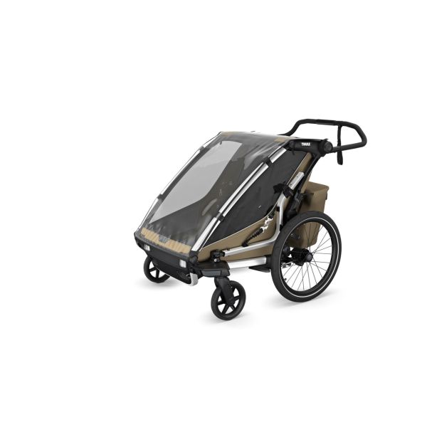 Pack remorque vélo Chariot Cross 1 Faded khaki + Assise pour nouveau-né Infant Sling + Kit jogging