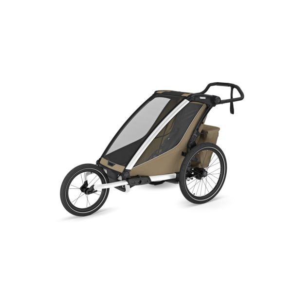 Pack remorque vélo Chariot Cross 1 place Faded khaki + Kit jogging