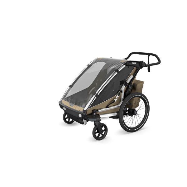 Pack remorque vélo Chariot Cross 1 place Faded khaki + Kit jogging