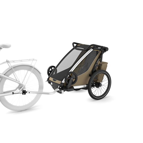Pack remorque vélo Chariot Cross 1 place Faded khaki + Kit jogging