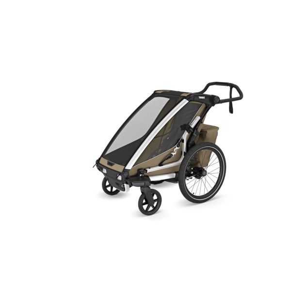 Pack remorque vélo Chariot Cross 1 place Faded khaki + Kit jogging
