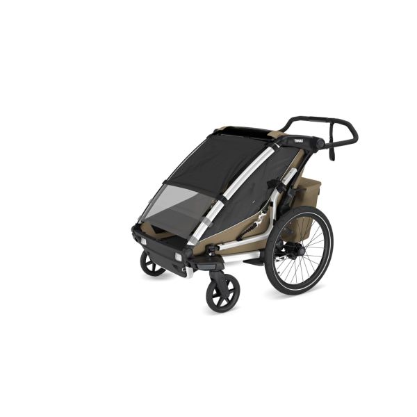 Pack remorque vélo Chariot Cross 1 place Faded khaki + Kit jogging