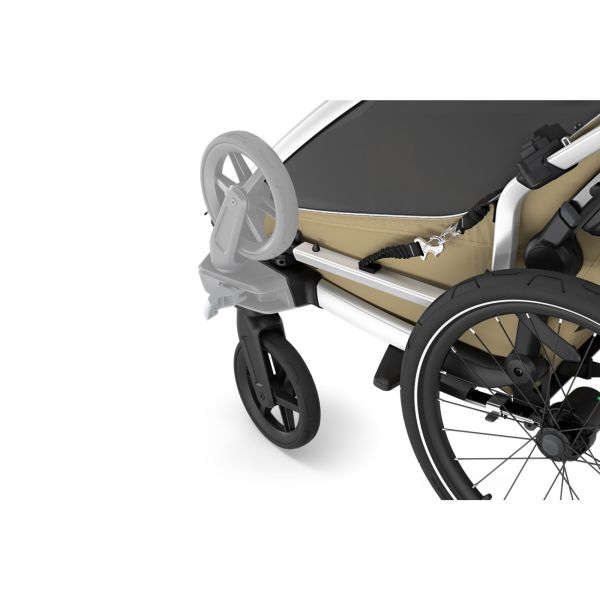 Pack remorque vélo Chariot Cross 1 place Faded khaki + Kit jogging
