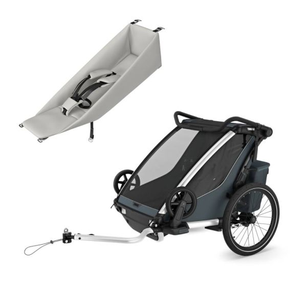 Pack remorque vélo Chariot Cross 2 Dark slate + Assise pour nouveau-né Infant Sling