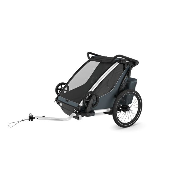 Pack remorque vélo Chariot Cross 2 places Dark slate + Kit jogging