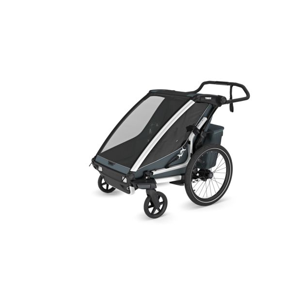 Pack remorque vélo Chariot Cross 2 places Dark slate + Kit jogging
